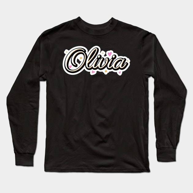 Olivia name cute design Long Sleeve T-Shirt by BrightLightArts